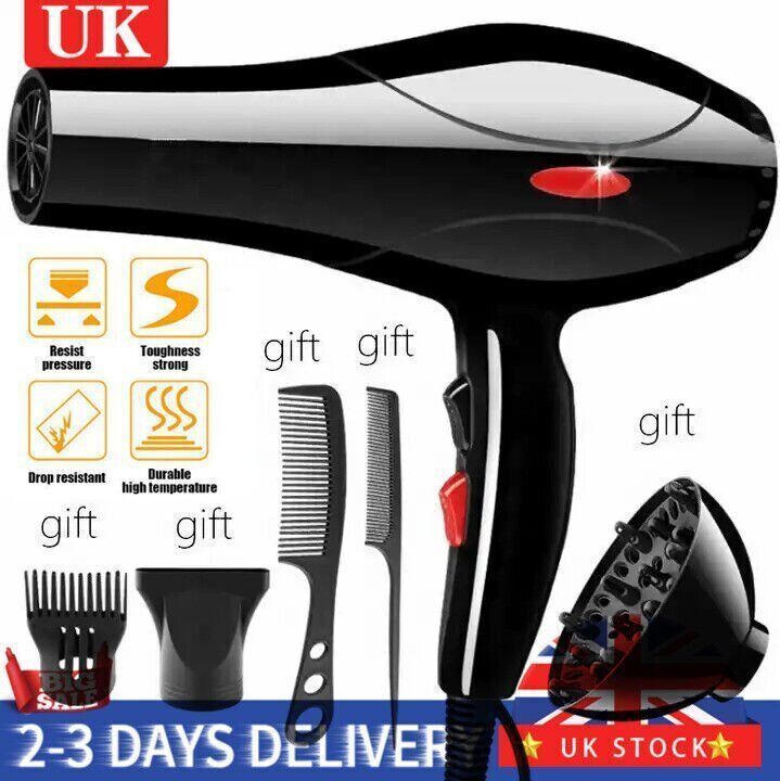 2200W Professional Style Hair Dryer Nozzle Concentrator Blower Pro Salon Heat UK