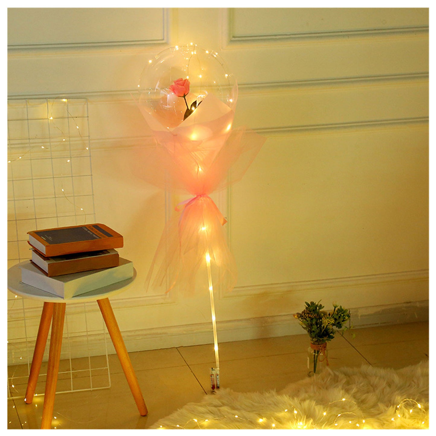 LED Luminous Balloon Rose Bouquet Transparent Bobo Ball Rose